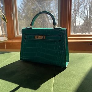 Green Top Handle Crossbody Mini Bag